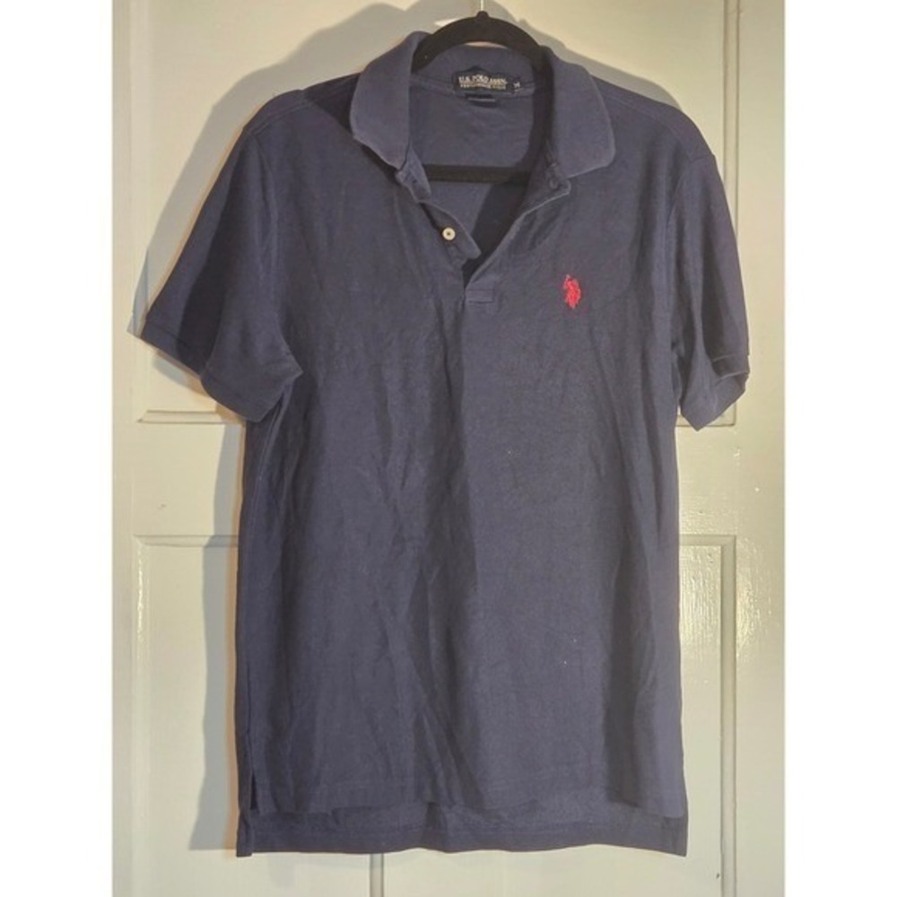 US Polo Assn Mens Navy Blue Performance Pique Short Sleeve Polo Shirt Size M